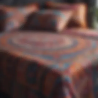 Vibrant bohemian twin bedspread featuring intricate patterns