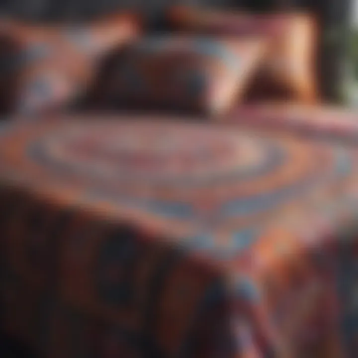 Vibrant bohemian twin bedspread featuring intricate patterns