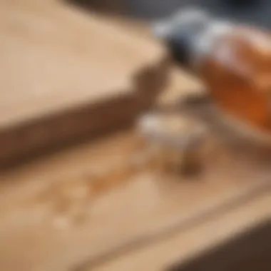 A close-up of various wood glue and adhesives used in furniture repair.