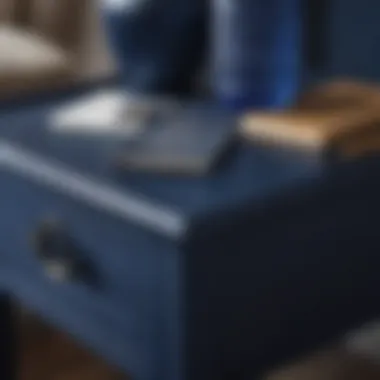 Texture and Finish: The Allure of Dark Blue Close-up of dark blue end table showcasing its texture and finish