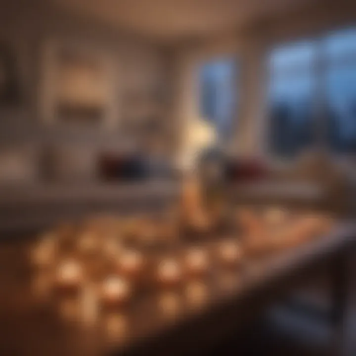 Calming ambiance created by extra large tea lights during a cozy evening