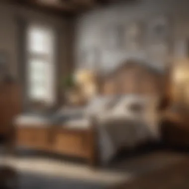 Rustic king bedroom ensemble with vintage charm and sturdy construction