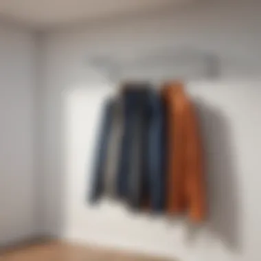 Innovative wall-mounted jacket rack utilizing space efficiently.