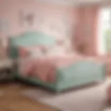Elegant girly full size bed frame in pastel colors