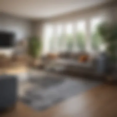 Modern Living Room with Large Metal Basket Stylish large metal basket in a modern living room setting