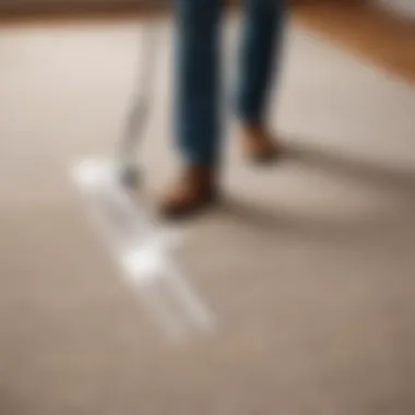 Demonstration of vinyl carpet protector installation on a floor