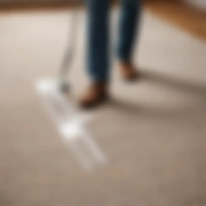 Demonstration of vinyl carpet protector installation on a floor